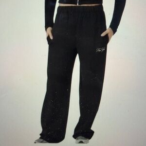 Forever 21 New York Embroidered Black Joggers Sz L